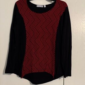 Rebecca Malone Black and Red Chevron Long Sleeve Top